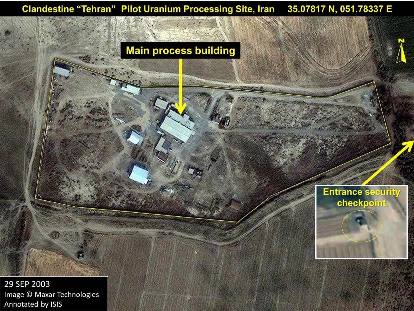 شکل ۸.۶. نمای کلیِ ۲۰۰۳ از تأسیسات پنهان پایلوت تبدیل اورانیوم که در آرشیو با نام «سایت تهران» آمده است.