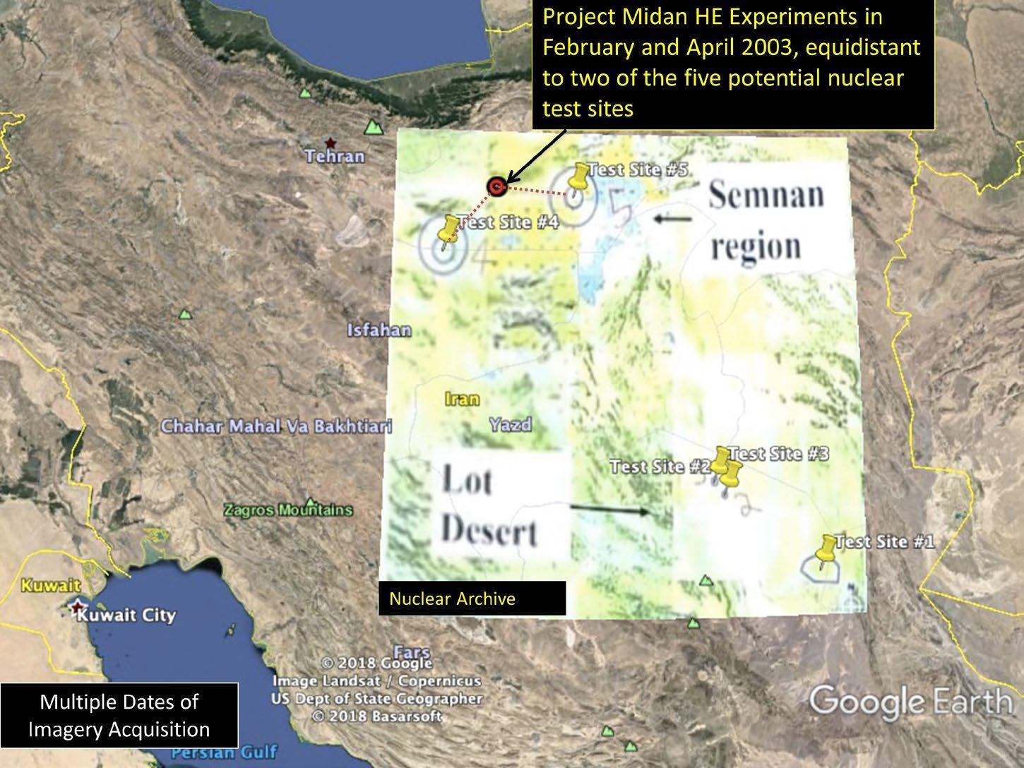 شکل ۹.۲۰. منطقه آزمایش دوم و سوم انفجار قوی در ۱۷ آوریل ۲۰۰۳.
