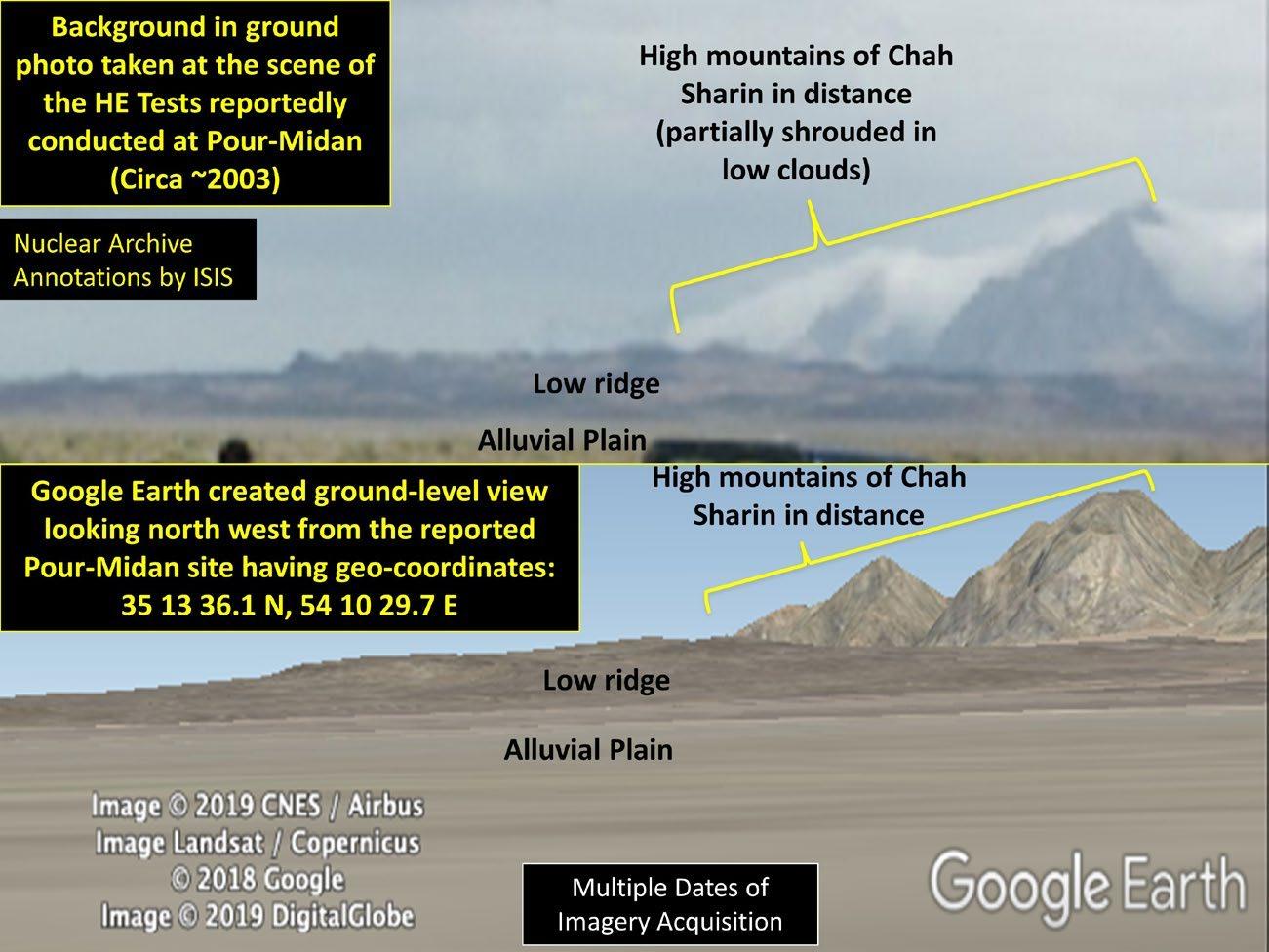 شکل ۹.۲۱A. مکان‌یابی جغرافیاییِ آزمایش دوم و سوم انفجار قوی. هم‌بستگی با تصاویر زمینیِ آرشیو هسته‌ای و تصاویر ماهواره‌ای تجاری جدیدتر در شکل ۹.۲۱B نشان داده شده است.