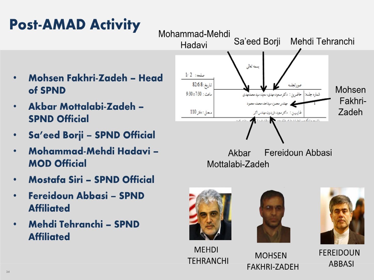 شکل ۱۴.۴. محسن فخری‌زاده در تصویر سمت راستِ هر دو عکس دیده می‌شود. این تصاویر هنگام سخنرانی ۲۳ ژانویه ۲۰۱۹ رهبر جمهوری اسلامی گرفته شده‌اند. فخری‌زاده در جلسه‌ای با حضور مسئولان و پژوهشگران شورای علوم شناختی و فناوری‌ها حضور داشت. تصویر سمت چپ مستقیماً از صفحه وب رهبر جمهوری اسلامی و تصویر سمت راست فریمِ ثابتِ ویدئوی همان سخنرانی است. منبع: KHAMENEI.IR.