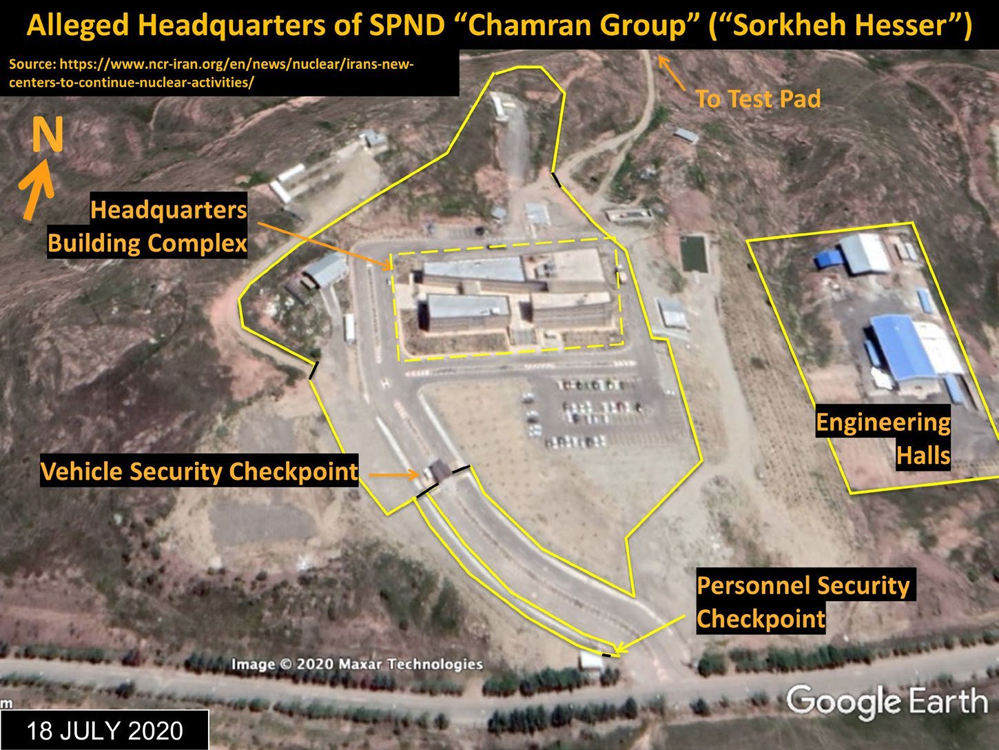 شکل ۱۴.۹. سایتی ادعایی متعلق به گروه چمران SPND در سرخه‌حصار. نشانه‌گذاری: فرانک پابین.